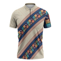 Zimbabwe Heritage Zipper Polo Shirt Screen Print Animals Motif