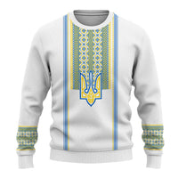 Ukraine Folk Patterns Knitted Sweatshirt Unity Day - White LT7