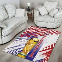 Croatia Football WC2026 White Area Rug Hrvatska Grunge Checkerboard - Wonder Print Shop