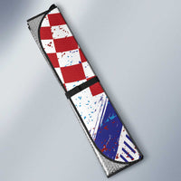 Croatia Football WC2026 White Auto Sun Shade Hrvatska Grunge Checkerboard - Wonder Print Shop