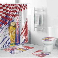Croatia Football WC2026 White Bathroom Set Hrvatska Grunge Checkerboard - Wonder Print Shop