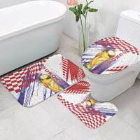 Croatia Football WC2026 White Bathroom Set Hrvatska Grunge Checkerboard - Wonder Print Shop