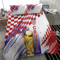 Croatia Football WC2026 White Bedding Set Hrvatska Grunge Checkerboard - Wonder Print Shop