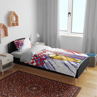 Croatia Football WC2026 White Bedding Set Hrvatska Grunge Checkerboard - Wonder Print Shop