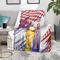 Croatia Football WC2026 White Blanket Hrvatska Grunge Checkerboard - Wonder Print Shop