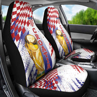 Croatia Football WC2026 White Car Seat Cover Hrvatska Grunge Checkerboard - Wonder Print Shop