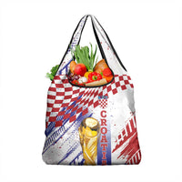 Croatia Football WC2026 White Grocery Bag Hrvatska Grunge Checkerboard - Wonder Print Shop