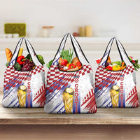 Croatia Football WC2026 White Grocery Bag Hrvatska Grunge Checkerboard - Wonder Print Shop