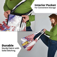 Croatia Football WC2026 White Grocery Bag Hrvatska Grunge Checkerboard - Wonder Print Shop