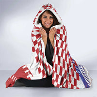 Croatia Football WC2026 White Hooded Blanket Hrvatska Grunge Checkerboard - Wonder Print Shop