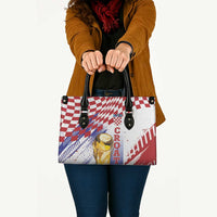 Croatia Football WC2026 White Leather Bag Hrvatska Grunge Checkerboard - Wonder Print Shop