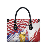 Croatia Football WC2026 White Leather Bag Hrvatska Grunge Checkerboard - Wonder Print Shop