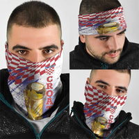 Croatia Football WC2026 White Neck Gaiter Hrvatska Grunge Checkerboard - Wonder Print Shop