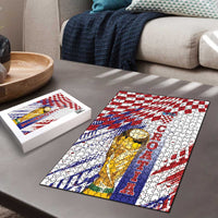 Croatia Football WC2026 White Puzzle Hrvatska Grunge Checkerboard - Wonder Print Shop
