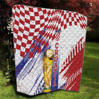 Croatia Football WC2026 White Quilt Hrvatska Grunge Checkerboard - Wonder Print Shop