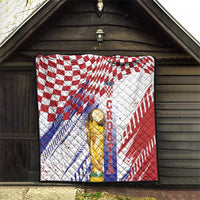 Croatia Football WC2026 White Quilt Hrvatska Grunge Checkerboard - Wonder Print Shop