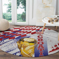 Croatia Football WC2026 White Round Carpet Hrvatska Grunge Checkerboard - Wonder Print Shop