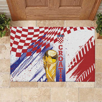 Croatia Football WC2026 White Rubber Doormat Hrvatska Grunge Checkerboard - Wonder Print Shop