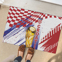 Croatia Football WC2026 White Rubber Doormat Hrvatska Grunge Checkerboard - Wonder Print Shop