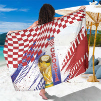 Croatia Football WC2026 White Sarong Hrvatska Grunge Checkerboard - Wonder Print Shop