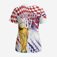 Croatia Football Custom WC2026 White Scrub Top Hrvatska Grunge Checkerboard - Wonder Print Shop
