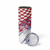 Croatia Football Custom WC2026 White Skinny Tumbler Hrvatska Grunge Checkerboard - Wonder Print Shop
