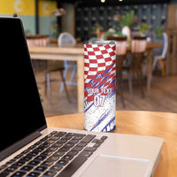 Croatia Football Custom WC2026 White Skinny Tumbler Hrvatska Grunge Checkerboard - Wonder Print Shop