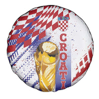 Croatia Football WC2026 White Spare Tire Cover Hrvatska Grunge Checkerboard - Wonder Print Shop