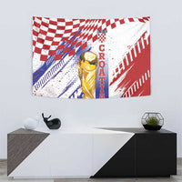 Croatia Football WC2026 White Tapestry Hrvatska Grunge Checkerboard - Wonder Print Shop