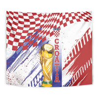 Croatia Football WC2026 White Tapestry Hrvatska Grunge Checkerboard - Wonder Print Shop