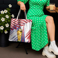 Croatia Football WC2026 White Tote Bag Hrvatska Grunge Checkerboard - Wonder Print Shop