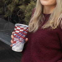 Croatia Football Custom WC2026 White Tumbler Cup Hrvatska Grunge Checkerboard - Wonder Print Shop