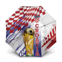 Croatia Football WC2026 White Umbrella Hrvatska Grunge Checkerboard - Wonder Print Shop