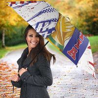 Croatia Football WC2026 White Umbrella Hrvatska Grunge Checkerboard - Wonder Print Shop