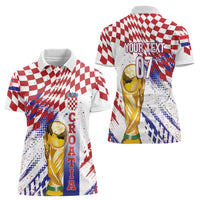 Croatia Football Custom WC2026 White Women Polo Shirt Hrvatska Grunge Checkerboard - Wonder Print Shop