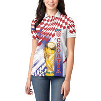 Croatia Football Custom WC2026 White Women Polo Shirt Hrvatska Grunge Checkerboard - Wonder Print Shop