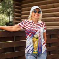 Croatia Football Custom WC2026 White Women Polo Shirt Hrvatska Grunge Checkerboard - Wonder Print Shop