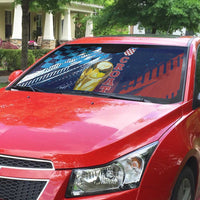 Croatia Football WC2026 Blue Auto Sun Shade Hrvatska Grunge Checkerboard - Wonder Print Shop