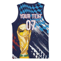 Croatia Football Custom WC2026 Blue Basketball Jersey Hrvatska Grunge Checkerboard - Wonder Print Shop