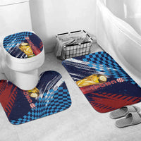 Croatia Football WC2026 Blue Bathroom Set Hrvatska Grunge Checkerboard - Wonder Print Shop