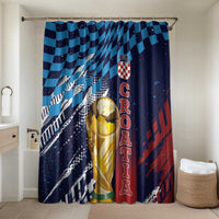 Croatia Football WC2026 Blue Bathroom Set Hrvatska Grunge Checkerboard - Wonder Print Shop
