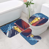 Croatia Football WC2026 Blue Bathroom Set Hrvatska Grunge Checkerboard - Wonder Print Shop