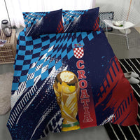 Croatia Football WC2026 Blue Bedding Set Hrvatska Grunge Checkerboard - Wonder Print Shop