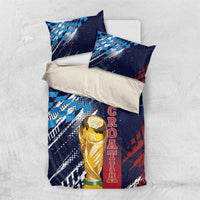 Croatia Football WC2026 Blue Bedding Set Hrvatska Grunge Checkerboard - Wonder Print Shop