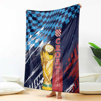 Croatia Football WC2026 Blue Blanket Hrvatska Grunge Checkerboard - Wonder Print Shop