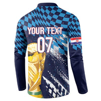 Croatia Football Custom WC2026 Blue Button Sweatshirt Hrvatska Grunge Checkerboard - Wonder Print Shop