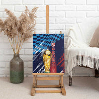 Croatia Football WC2026 Blue Canvas Wall Art Hrvatska Grunge Checkerboard - Wonder Print Shop