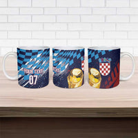 Croatia Football Custom WC2026 Blue Ceramic Mug Hrvatska Grunge Checkerboard - Wonder Print Shop