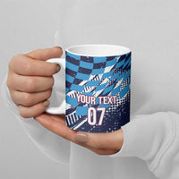 Croatia Football Custom WC2026 Blue Ceramic Mug Hrvatska Grunge Checkerboard - Wonder Print Shop