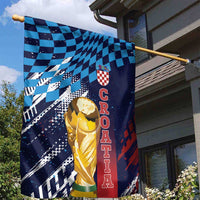 Croatia Football WC2026 Blue Garden Flag Hrvatska Grunge Checkerboard - Wonder Print Shop